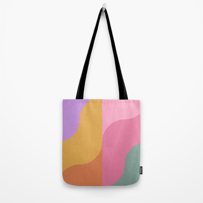 Colorful Wavy Stripes Abstract Tote Bag Gallery Image 2