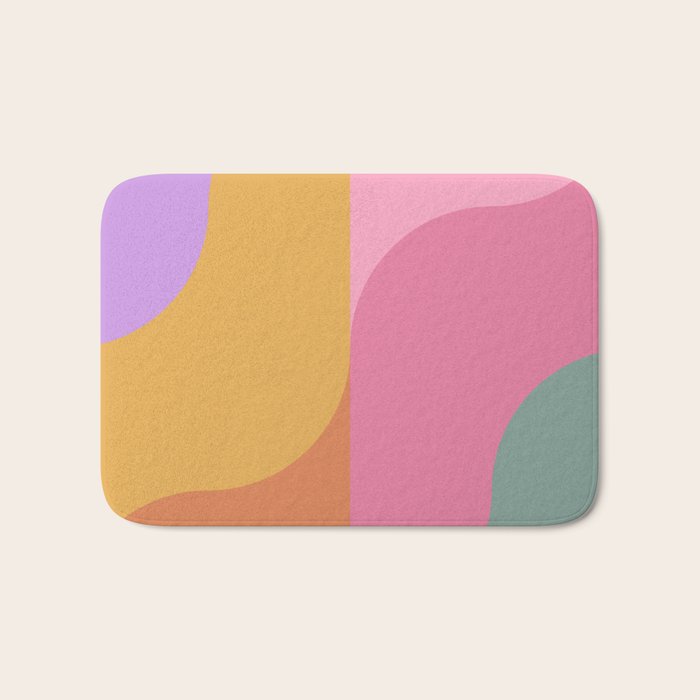 Colorful Wavy Stripes Abstract Bath Mat Gallery Image 1
