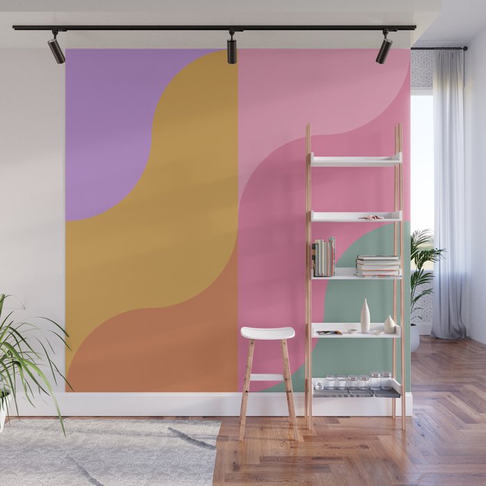 Colorful Wavy Stripes Abstract Wall Mural Gallery Image 1