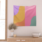 Colorful Wavy Stripes Abstract Wall Tapestry Gallery Image 2