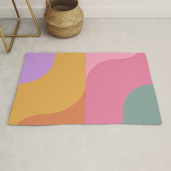 Colorful Wavy Stripes Abstract Rug Gallery Image 1