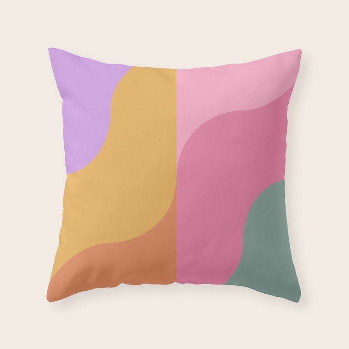 Colorful Wavy Stripes Abstract Throw Pillow Gallery Image 6