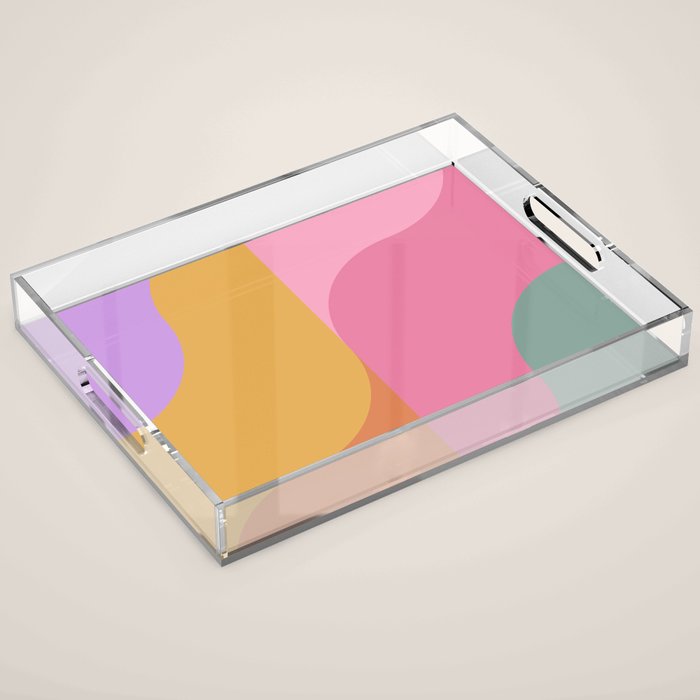 Colorful Wavy Stripes Abstract Acrylic Tray Gallery Image 1