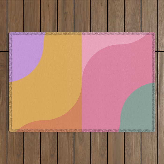 Colorful Wavy Stripes Abstract Outdoor Rug Gallery Image 1