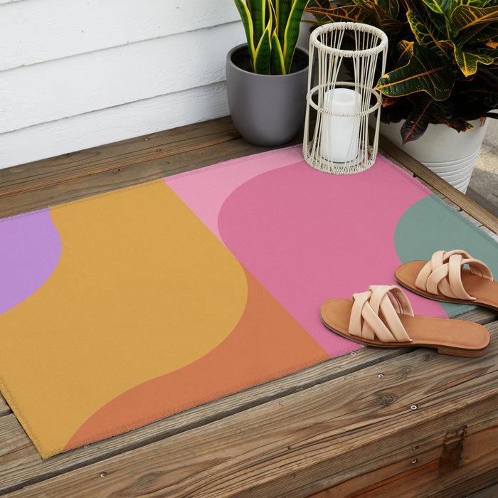Colorful Wavy Stripes Abstract Outdoor Rug Gallery Image 2
