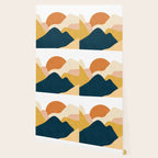 Boho sun mountain landscape in orange, yellow, blue Wallpaper Gallery Image 2