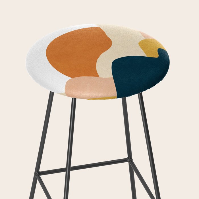 Boho sun mountain landscape in orange, yellow, blue Stool Gallery Image 2