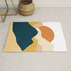 Boho sun mountain landscape in orange, yellow, blue Rug Gallery Image 1