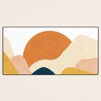 Boho sun mountain landscape in orange, yellow, blue Desk Mat Gallery Image 3
