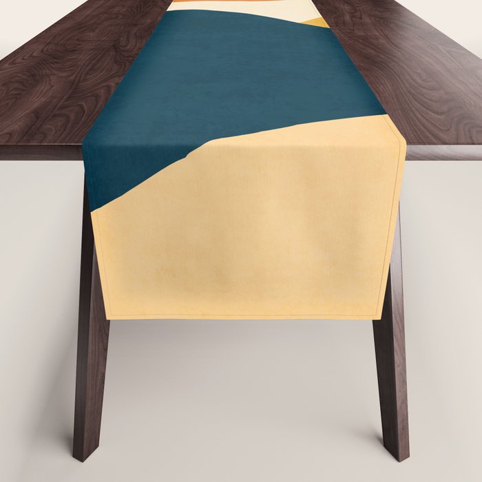 Boho Sun Mountain Landscape In Orange, Yellow, Blue Table Runner Gallery Image 1