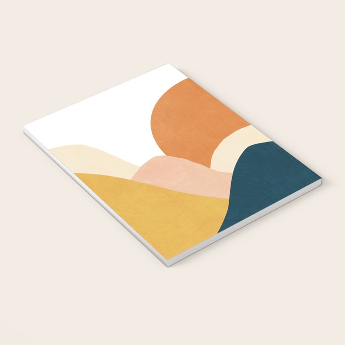 Boho sun mountain landscape in orange, yellow, blue Notebook Gallery Image 3