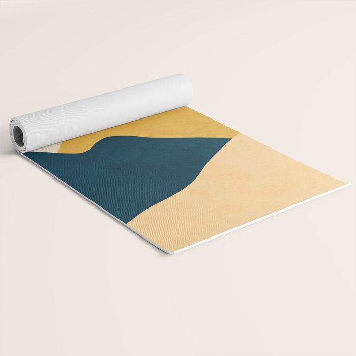 Boho sun mountain landscape in orange, yellow, blue Yoga Mat Gallery Image 2
