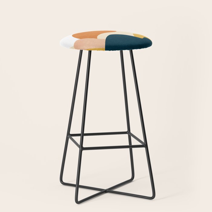 Boho sun mountain landscape in orange, yellow, blue Stool Gallery Image 1