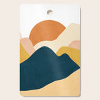 Boho sun mountain landscape in orange, yellow, blue Cutting Board Gallery Image 1