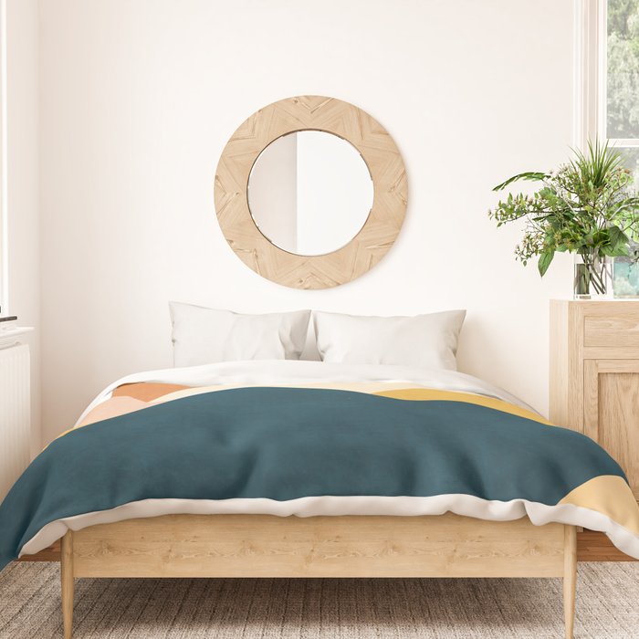 Boho sun mountain landscape in orange, yellow, blue Duvet Cover Gallery Image 3