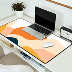 Boho sun mountain landscape in orange, yellow, blue Desk Mat Gallery Image 2