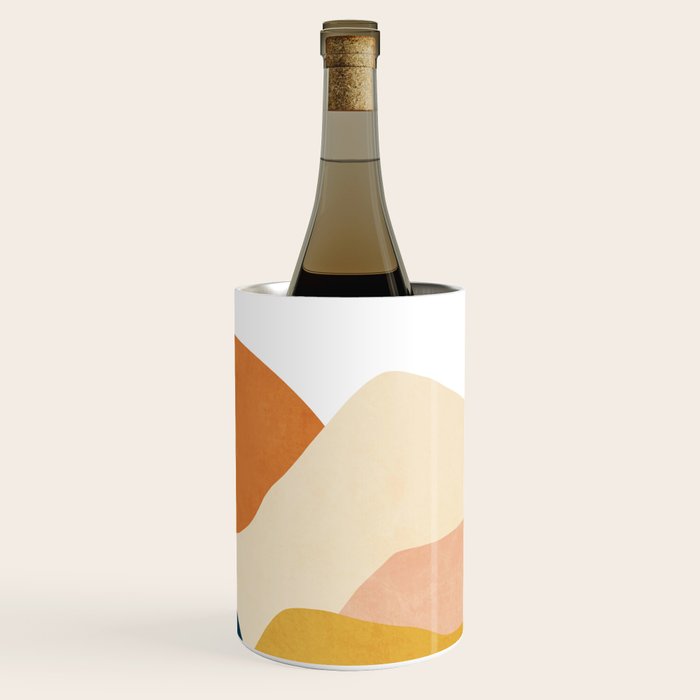 Boho sun mountain landscape in orange, yellow, blue Wine Chiller Gallery Image 3