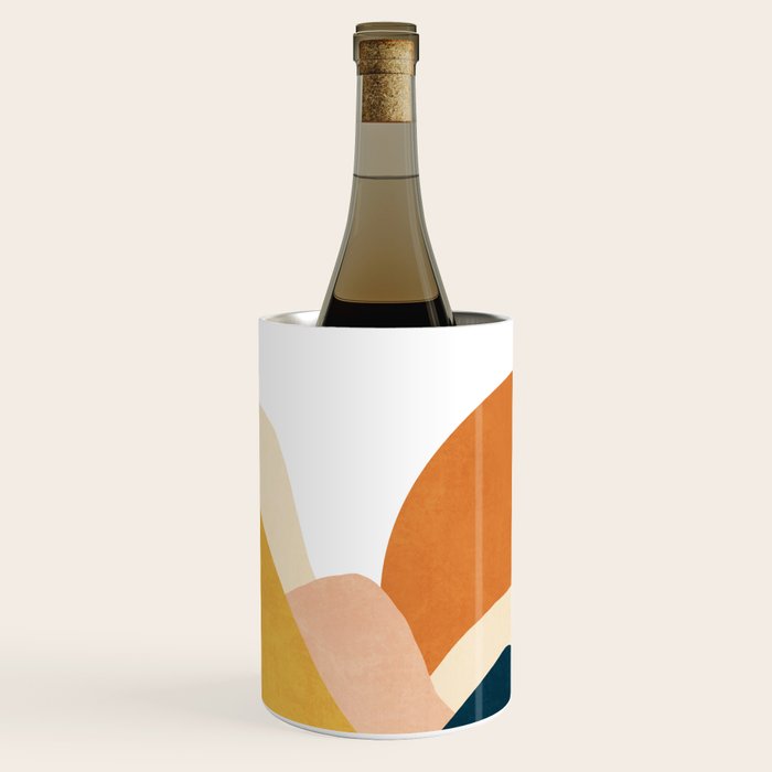 Boho sun mountain landscape in orange, yellow, blue Wine Chiller Gallery Image 2