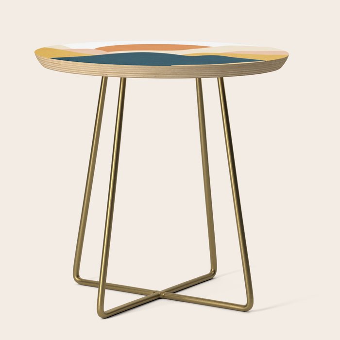 Boho sun mountain landscape in orange, yellow, blue Side Table Gallery Image 1