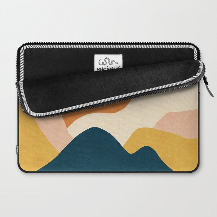 Boho sun mountain landscape in orange, yellow, blue Laptop Sleeve Gallery Image 2