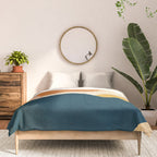 Boho sun mountain landscape in orange, yellow, blue Comforter Gallery Image 3