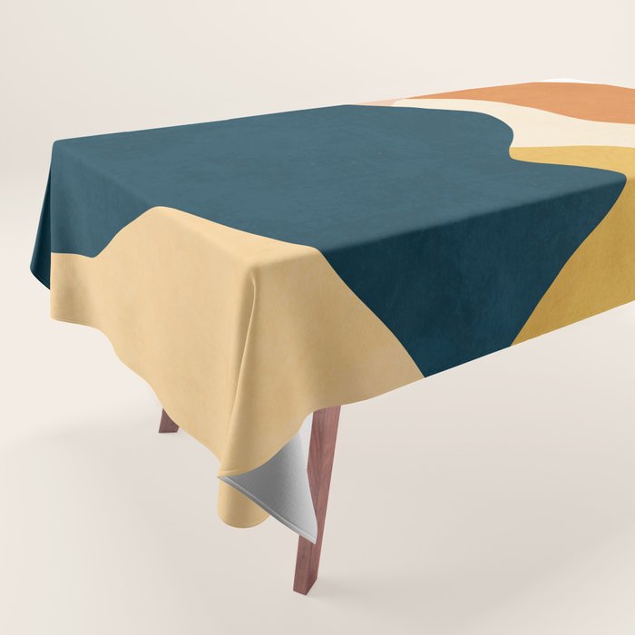 Boho sun mountain landscape in orange, yellow, blue Tablecloth Gallery Image 1