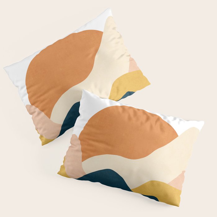 Boho sun mountain landscape in orange, yellow, blue Pillow Sham Gallery Image 1