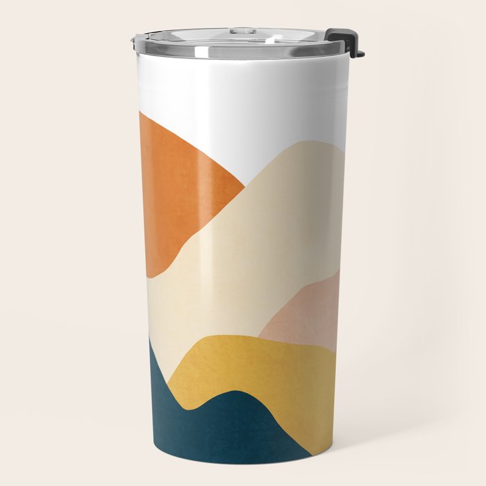 Boho sun mountain landscape in orange, yellow, blue Travel Mug Gallery Image 2