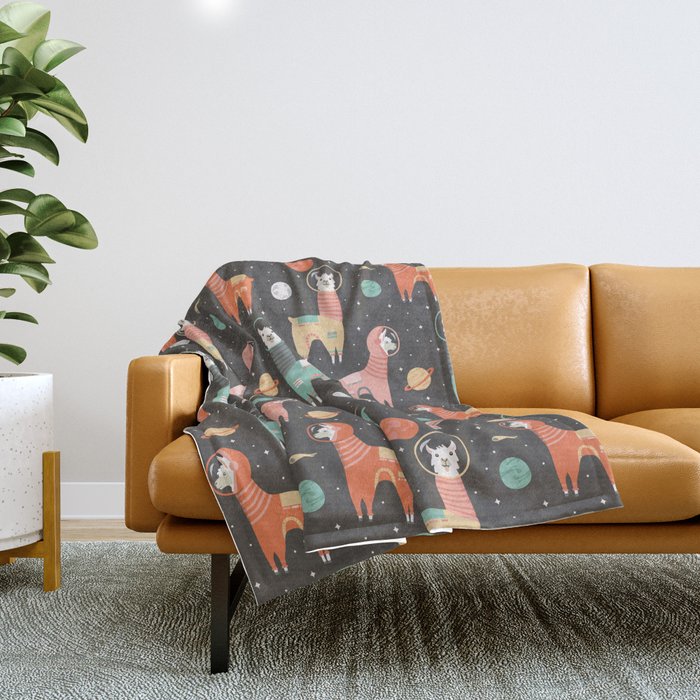 Astronaut Llamas in Space Throw Blanket Gallery Image 1