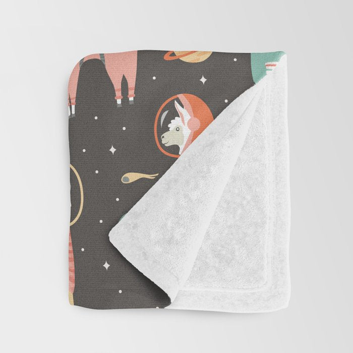 Astronaut Llamas in Space Throw Blanket Gallery Image 3