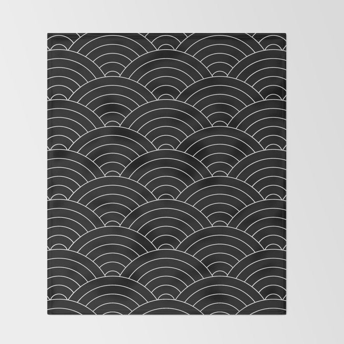 Waves (Black) Throw Blanket Gallery Image 2