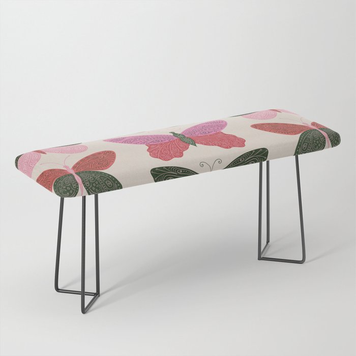 Tattooed Butterflies - Pink & Green Bench Gallery Image 1