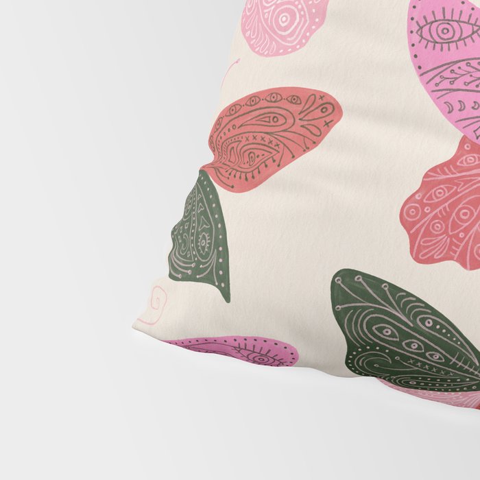 Tattooed Butterflies - Pink & Green Pillow Sham Gallery Image 4