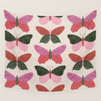 Tattooed Butterflies - Pink & Green Wall Tapestry Gallery Image 4