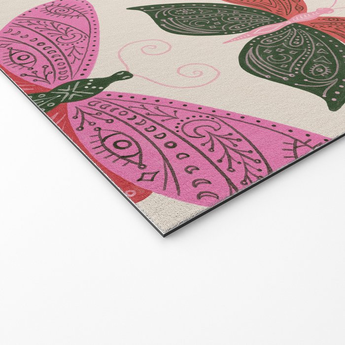 Tattooed Butterflies - Pink & Green Welcome Mat Gallery Image 2
