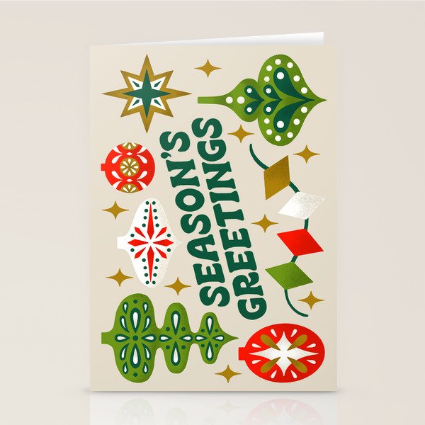 Season's Greetings Vintage Ornaments Stationery Card Gallery Image 2