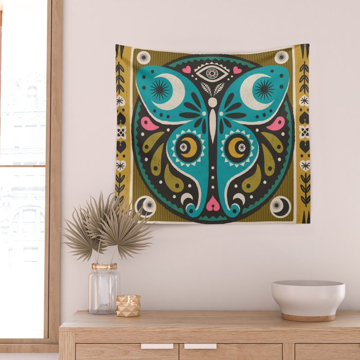 Luna Moth - Gold Wall Tapestry Gallery Image 2