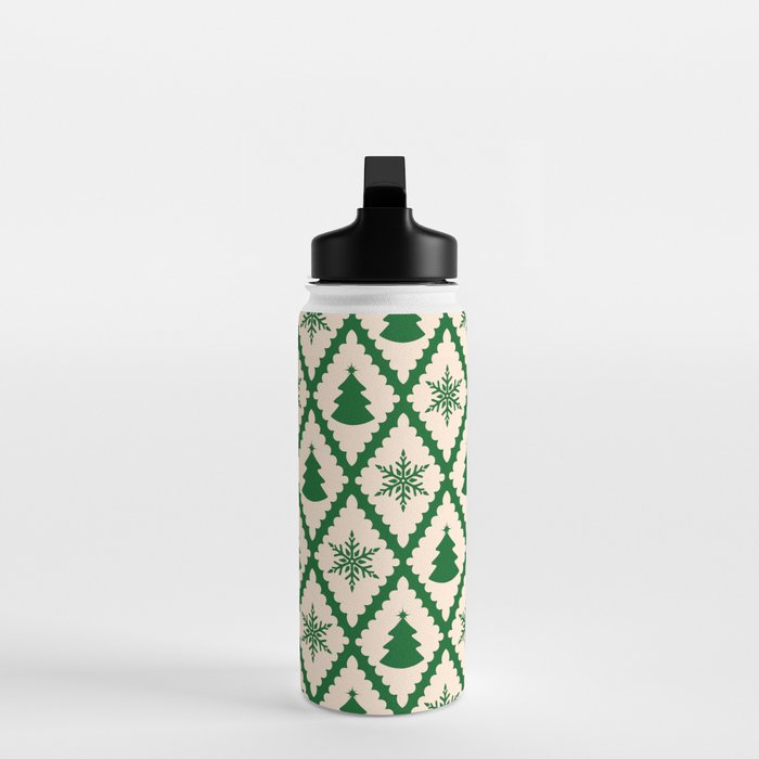 Festive Christmas Check in Green & Off White Water Bottle Gallery Image 3