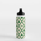 Festive Christmas Check in Green & Off White Water Bottle Gallery Image 3