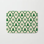 Festive Christmas Check in Green & Off White Bath Mat Gallery Image 1