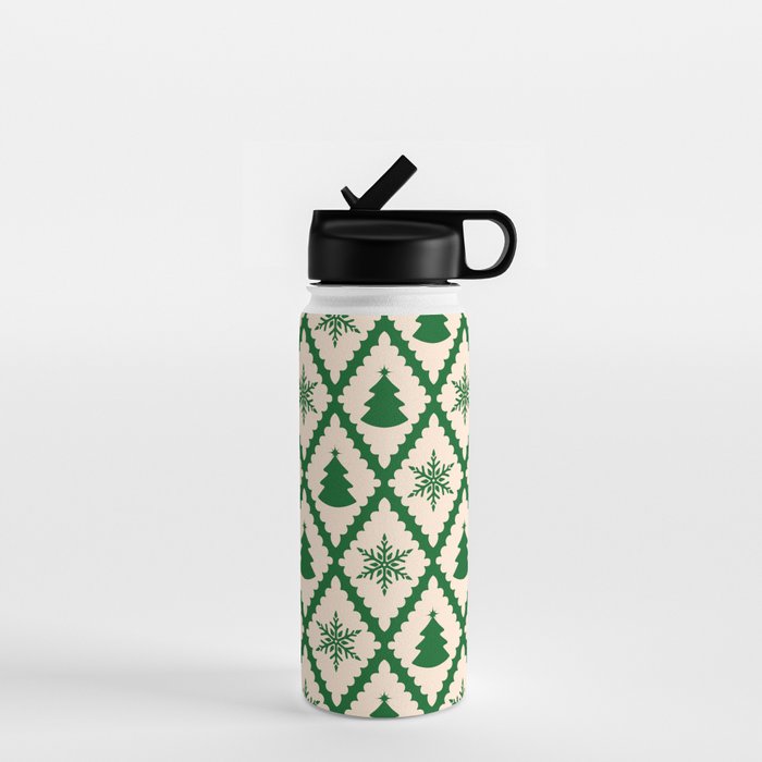 Festive Christmas Check in Green & Off White Water Bottle Gallery Image 1