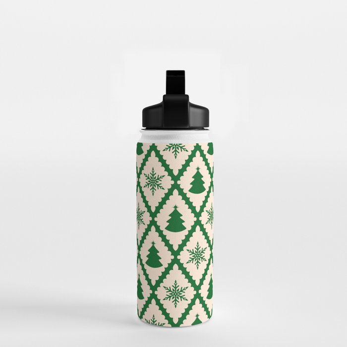 Festive Christmas Check in Green & Off White Water Bottle Gallery Image 2