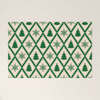 Festive Christmas Check in Green & Off White Welcome Mat Gallery Image 1