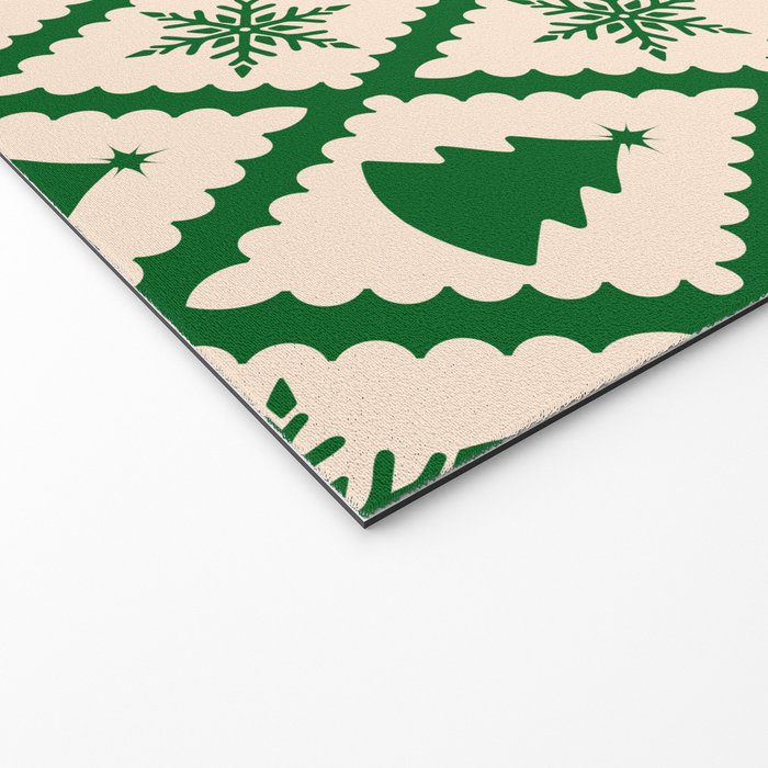 Festive Christmas Check in Green & Off White Welcome Mat Gallery Image 2