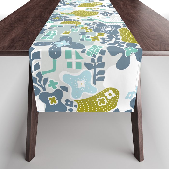 City life botanical park soft grey Table Runner Gallery Image 1