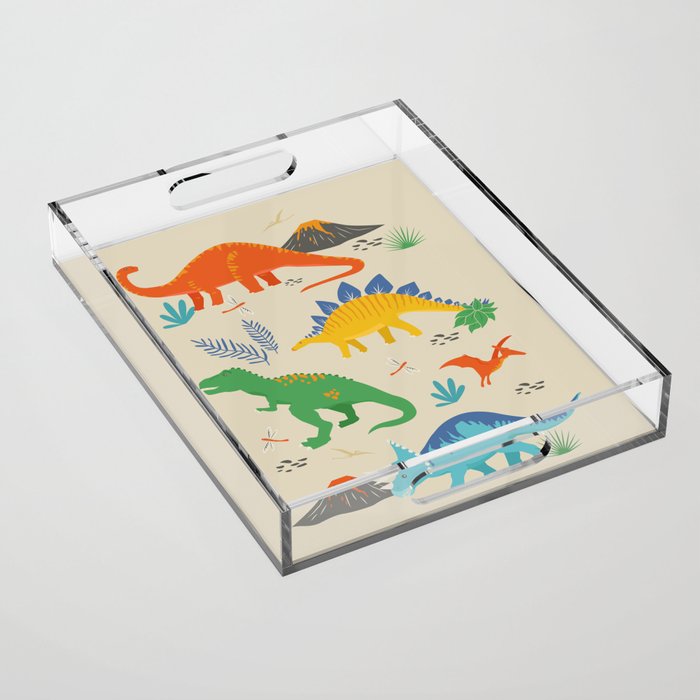 Jurassic Dinosaurs in Primary Colors Acrylic Tray Gallery Image 1