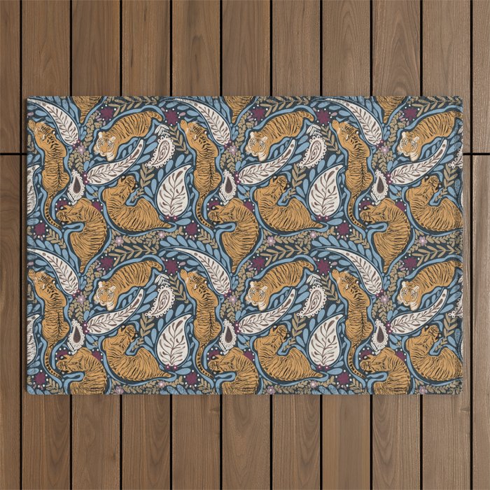Exotic Tiger Oasis Dark Outdoor Rug Gallery Image 1