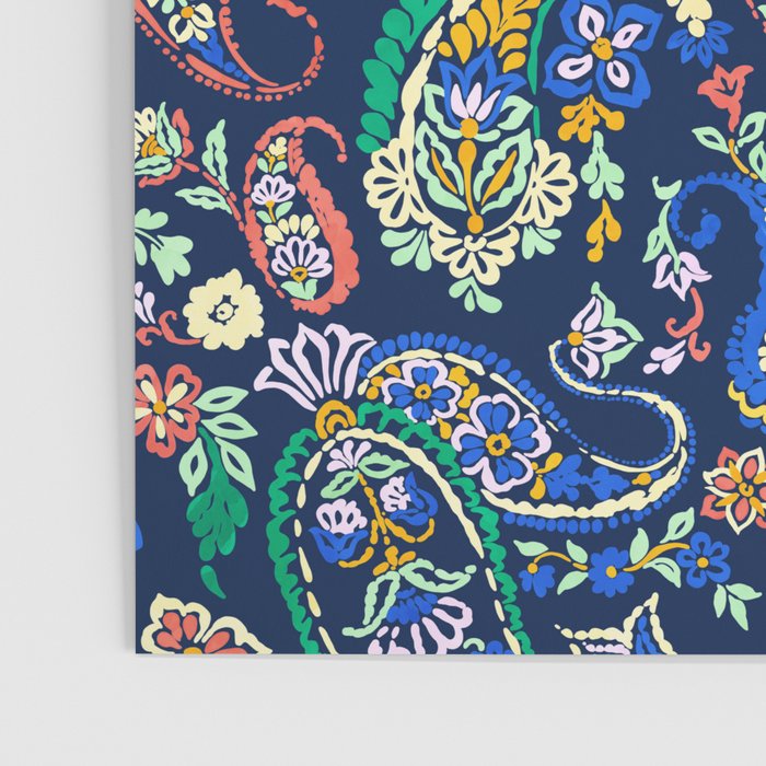 Vibrant paisley print on dark Poster Gallery Image 3
