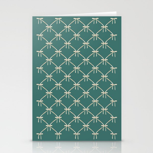 Bows & Ribbons Pattern XXXI Teal Green Stationery Card Gallery Image 2