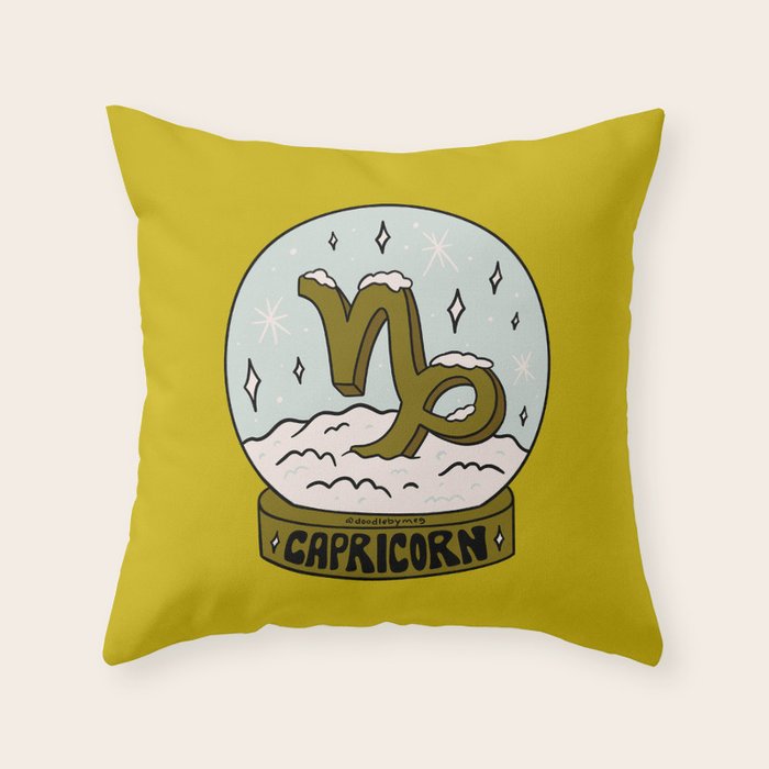 Capricorn Snow Globe Throw Pillow Gallery Image 1